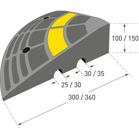 MORION Bordstein-Rampe Gummi Abschlusselement 360 x 360 x 150mm schwarz gelb reflektierend bis 40 t (1/2)