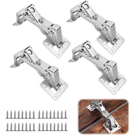 4 Pièces Charniere Invisible à 170 Degrés, Charniere Porte Placard avec Vis, Grand Angle Charnière Hydraulique pour Armoires de Cuisine et Penderies (1/5)