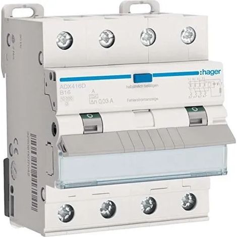 Hager ADX416D Disjoncteur différentiel 4 pôles 16A 30mA