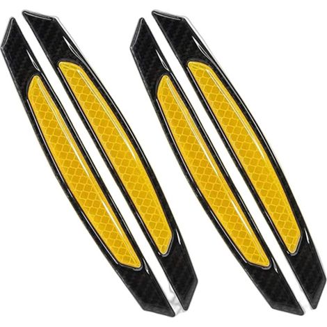 Lot de 4 autocollants réfléchissants pour bord de portière de voiture en fibre de carbone - Protège-bord de portière universel pour voiture, SUV, pickup et camion (Jaune) (1/5)