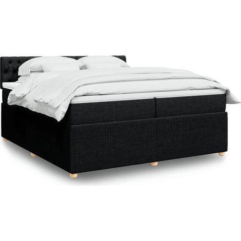 vidaXL Giroletto a Molle con Materasso Nero 200x200 cm in Tessuto (1/5)