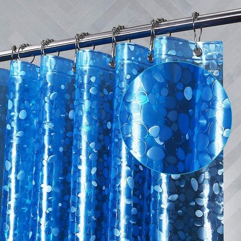 Wasserdichter und schimmelresistenter Duschvorhang, antibakterieller Badvorhang, 120 x 180 cm, blau (1/4)