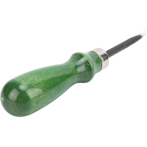 Coupe-bordures en cuir avec manche en bois vert, outil de coupe et de traitement du cuir pour les amateurs de bricolage. (1/5)