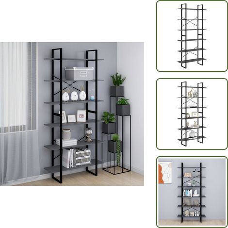Scaffale in pino - vidaXL Scaffale Alto Grigio 100x30x210 cm in Legno Massello di Pino -