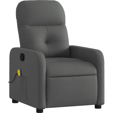 Poltrona relax TV funzione massaggio reclinabile 6 punti massaggio in tessuto grigio scuro DEC026963
