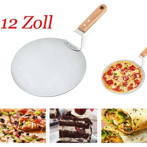 Pelle à pizza en acier inoxydable, 30 cm, forme ronde, manche en bois, pour four, pain artisanal et pâtisserie maison.-AquaForge (1/5)