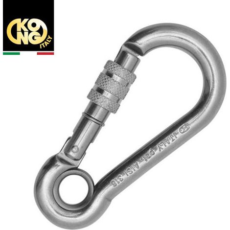 Mousqueton pompier à œil à vis inox A4 kong - Diamètre: 10