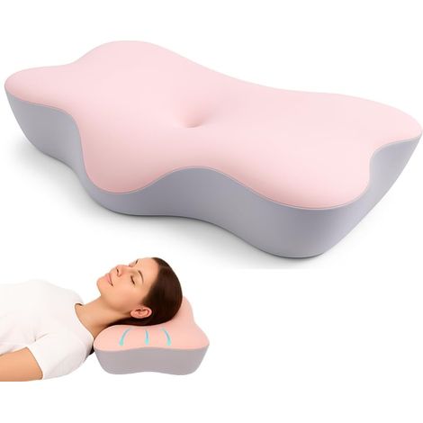 Oreiller cervical ergonomique, oreiller thérapeutique en mousse à mémoire de forme, orthopédique, soulage les douleurs cervicales 65 x 43 x 9,5 cm-AquaForge (1/5)