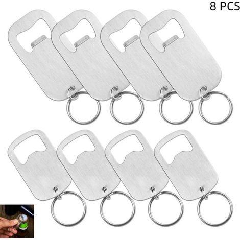 8 teiliger Flaschenöffner Schlüsselanhänger aus Edelstahl Flacher Edelstahlöffner für Bierflaschen und Getränkedosen für Barkeeper, Küche, Bar, R (1/5)