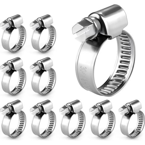 10 Colliers de Serrage Inox 304, 12-22mm Réglables, Vis Sans Fin pour Plomberie, Auto et Mécanique (1/5)
