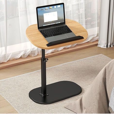 Petite table d'appoint en bois - Petite table basse - En forme de C - Réglable en hauteur - Table basse mobile - Petite table latérale - Support pour ordinateur portable - Pour salon, chambre (1/5)