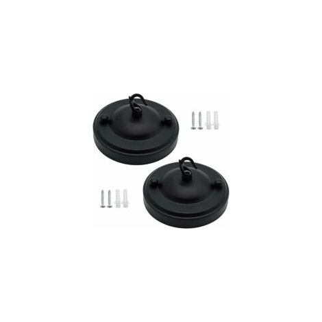Lot de 2 crochets de plafond vintage pour lustre, rosaces de plafond en métal, crochets de suspension, support de plafond, luminaires de plafond, crochets de fixation pour lampes de plafond (noir) (1/5)