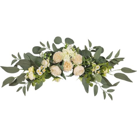 Arche décorative de pivoines et feuilles de saule - Couleur champagne (sans éclairage) - Décoration murale pour mariage printemps/été - Plantes artificielles, fleurs en soie, arche pour séance photo d (1/2)