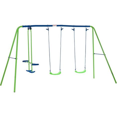SET ALTALENE DA GIARDINO CON ALTALENA DOPPIA E 2 ALTALENE SINGOLE 280X140X178CM (1/5)