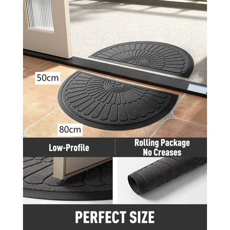 Tapis de porte d'entrée intérieur/extérieur - Tapis de porte anti-dérapant en caoutchouc durable de forme semi-circulaire, trappe à saletés - 5080cm (1/5)