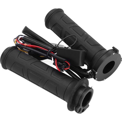 Poignées de guidon moto chauffantes 22mm/0,9in, contrôle intelligent de température, noir, 12V 15-35W, paire résistante à l'eau pour conduite hivernale (1/5)