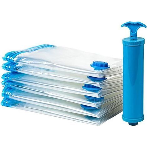 6er-Set Vakuum-Aufbewahrungsbeutel mit Pumpe – 80 x 120 cm – Blau, XXL-Vakuum-Aufbewahrungsbeutel (1/5)
