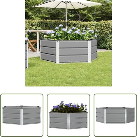 Pot extérieur - Jardinière Gris clair 129 x 129 x 45 cm Acier (1/5)