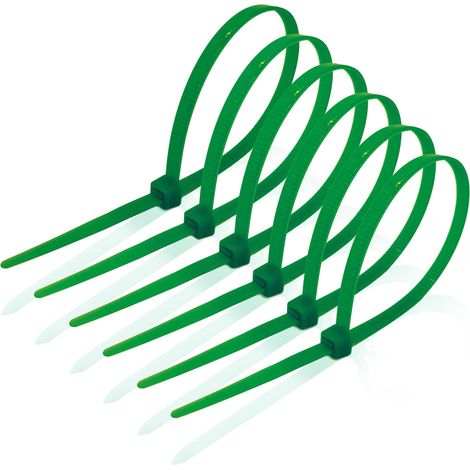 Lot de 100 serre-câbles verts - 200 mm x 2,5 mm - En nylon - Haute résistance à la traction - Petits serre-câbles - Auto-bloquants - Robustes et résistants aux intempéries (1/5)