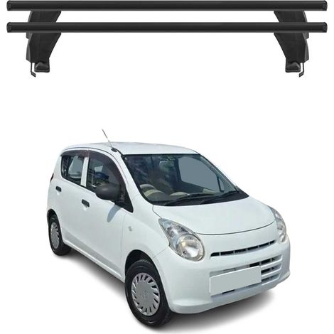 OMAC Barres de toit transversales en aluminium pour Suzuki Alto 2009-2014 – Antivol – Rainure en T – Testées City Crash – Charge Max 50 kg Noir (1/4)