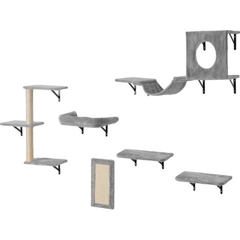 Étagères pour chats, conception robuste, structure à trois niveaux, 6pcs (1/5)