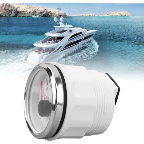 Voltmètre de bateau 52 mm, indicateur de tension à aiguille DC 9 à 32 V avec rétroéclairage multicolore pour camping-cars, yachts, bateaux de pêche et navires. Plaque blanche et couvercle argenté. (1/5)