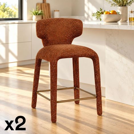 Tabouret de bar design terracotta avec dossier (x2) TULSA (1/5)