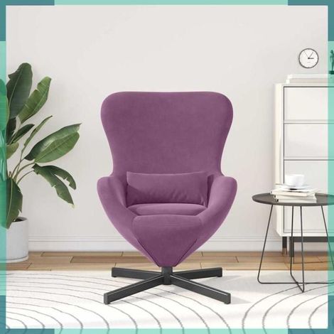 Fauteuil œuf - 42002767 - Velours pourpre - Structure métal - Livré avec coussin lombaire (1/5)