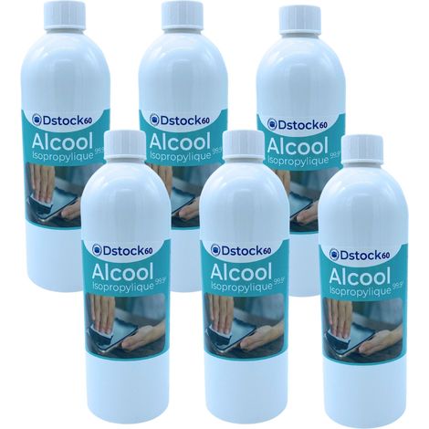 DSTOCK60 – 6 Bouteilles de 1 litre d’Alcool Isopropylique 99,9% extra pur - Fabriqué en France - Isopropanol liquide IPA parfait comme solvant, nettoyant et dégraissant.