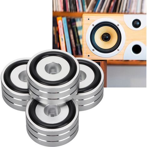 4 pièces de pieds de découplage SP4010 pour enceintes, 40x20mm, pointes d'isolation pour amplificateurs DAC et équipements audio, argenté (1/5)