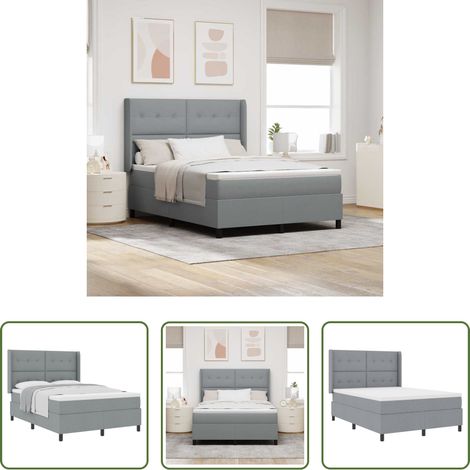 vidaXL Stoffbett - Boxspringbett mit Matratze Hellgrau 200 x 140 cm Stoff (1/5)