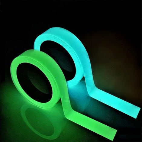 2 Rollen phosphoreszierende, fluoreszierende und phosphoreszierende Klebeaufkleber, Nachtsicherheit, zur Verwendung auf Bühnen, Treppen, Notausgangsschildern (1/4)