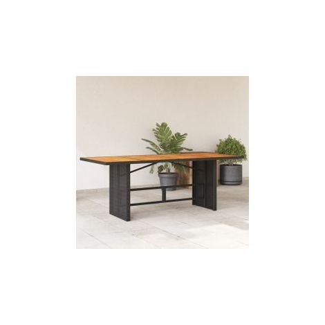 Table de jardin et dessus en bois d'acacia noir résine tressée (1/5)