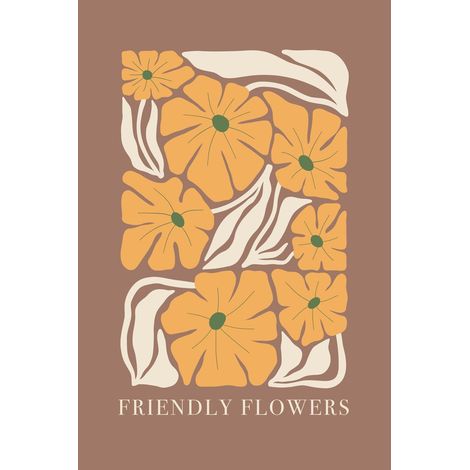 Tableau sur verre synthétique Friendly Flowers 80x120 cm - Impression sur Verre synthétique - Image HD  imprimée sur Verre synthétique - Tableau mural décoratif - Fabriqué en France (1/5)