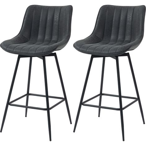 Lot de 2 tabourets de bar pivotants noirs, 68 cm, avec dossier pour comptoir de cuisine ou salle à manger (1/5)