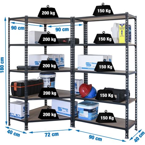 Dekoratives Regal Simonrack corner Stahl Holz 180x180 cm