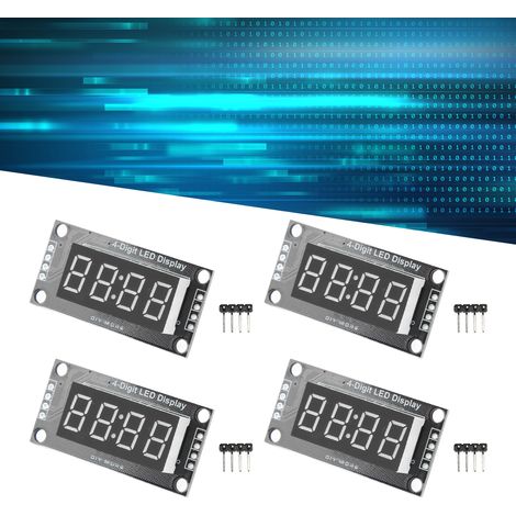 4 Modules d'affichage à tubes numériques LED 4 digits 7 segments 0,36 pouces avec puce de commande TM1637 vert MRA110J (1/5)