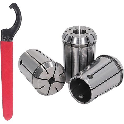 3-teiliges Spannzangenfutter-Set mit Federspannzange aus Federstahl OZ25 (1/2", 1/4", 1/8") inklusive Schraubenschlüssel für Fräsmaschinen