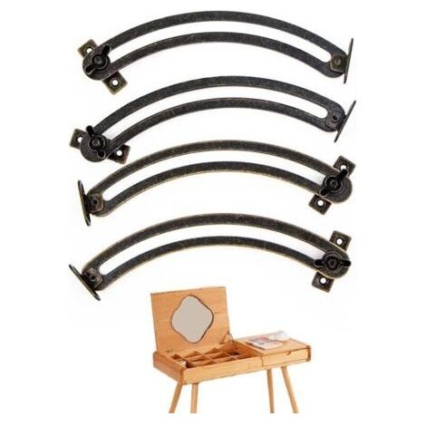 Lntyq Charnière Soutien Couvercle Porte-ascenseur Support - 4 Pièces Vintage Courbé et Réglable Charniere Porte Placard pour Meuble, Armoire, Boîte à Jouets, Tatami, Couvertures (1/4)