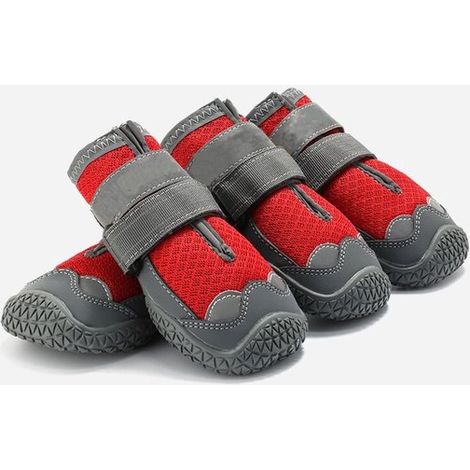 Scarpe per cani, scarpe traspiranti con artigli antiscivolo, scarpe riflettenti per neve e passeggiate, rosse, larghezza interna 4 cm (1/5)
