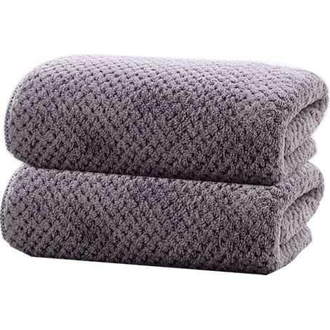Serviettes de bain extra-larges (70 x 140 cm), ultra-douces et très absorbantes (grises, lot de 2). (1/5)