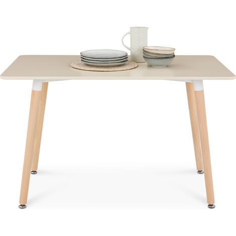 Table à manger SHANNON blanc crème (1/4)