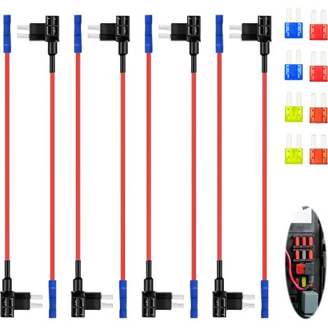 Adaptateurs Porte Fusible 12V-24V pour Voiture, 4 Types Prise Fusible 4 Types Circuit Prise Fusible: ATO ATC ATM APM, Porte Fusible: Micro 2-5A Micro-10A Mini-15A Standard-20A pour Camion (1/5)