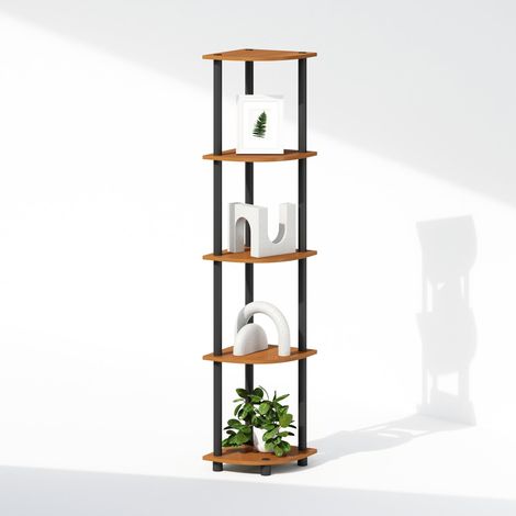 Étagère d'angle, Étagère d'exposition à 5 Niveaux, Unité de Rangement, pour Organisation et Stockage, Salon, Bureau à Domicile, Garage, Chambre, Cerisier Clair (1/5)