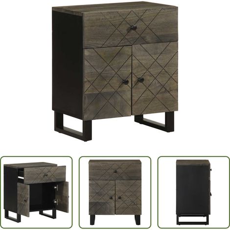 Bois de manguier -  Table de chevet noir 50x33x60 cm bois de manguier massif (1/5)