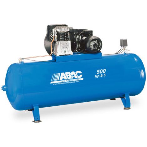 Abac – Compresseur à courroie 500 litres 5,5 CV 4 kW 400 V Tri – Débit 35,7 m3/h – Pression 11 bar – Moteur haute performance