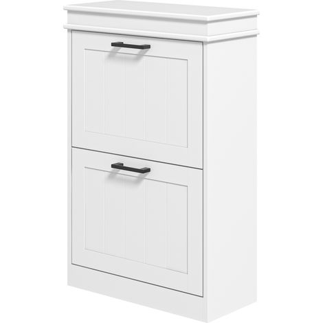 Schuhschrank mit 2 Klapptüren, verstellbaren Einlegeböden, für Eingangsbereich/Flur, 54 x 24 x 82,5 cm, weiß