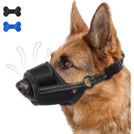 Verstellbarer, weicher Nylon-Hundemaulkorb – Biss- und bellsicher – Größe L (1/4)