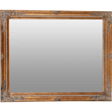 Biscottini specchio da parete bagno e camera 39x49x5 cm - Specchio ingresso da parete con ganci - Specchio oro (1/2)