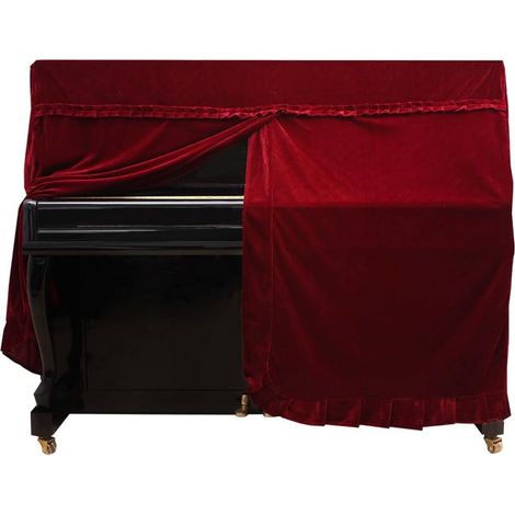 Klavierabdeckung, Staubdichte, dekorierte Abdeckung für Klavier, Pleuche (rot), Stützhockerabdeckung, 152 x 60 x 110 cm (1/5)